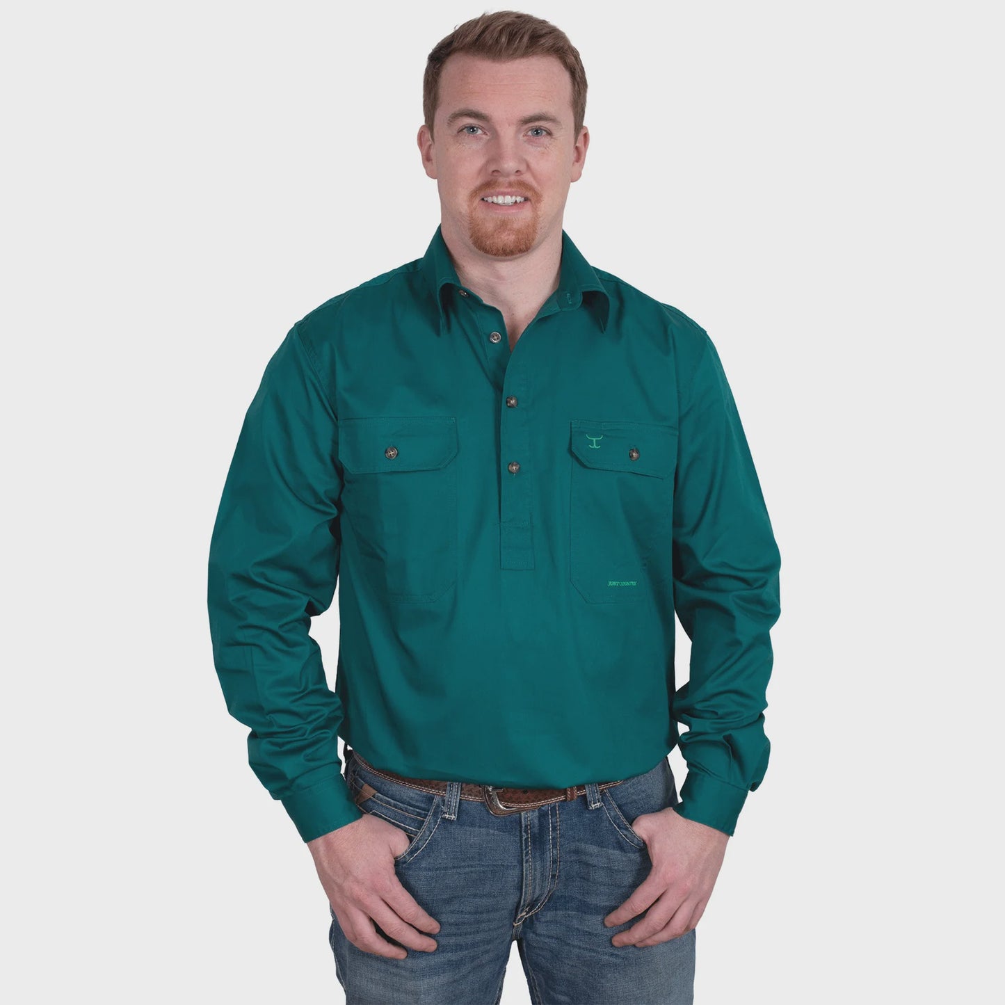Just Country - Mens Cameron Workshirt Forrest Green