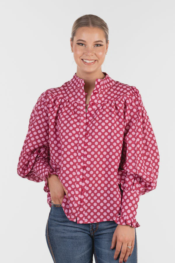 H&H - LC Collection Shirt - Pink Polka Dots