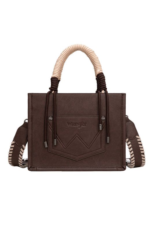 Wrangler - Cow Print Tassel Crossbody Bag Chocolate