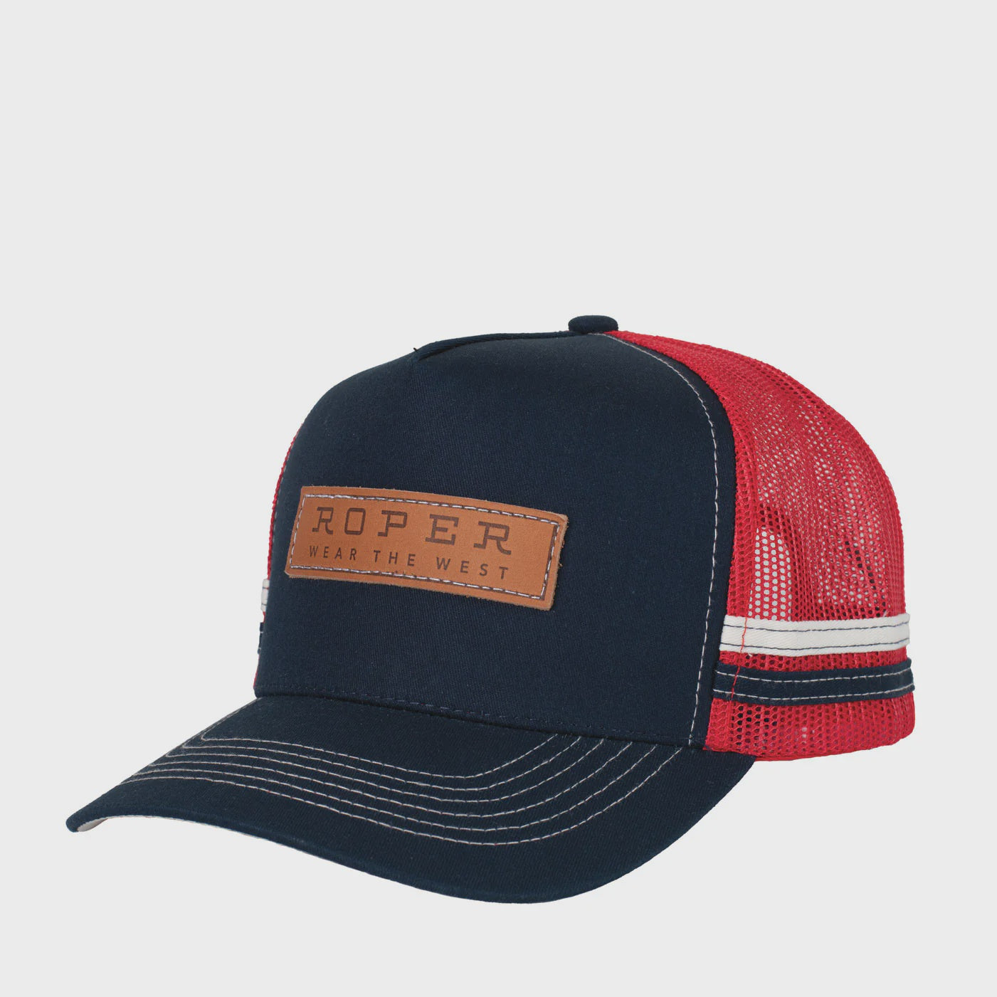 Roper - Trucker Cap Leather Patch Navy/Red