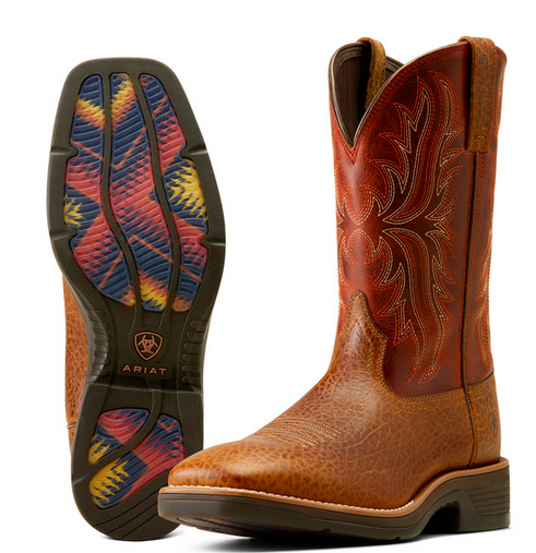 Ariat Ridgeback Tan Bull Emboss / Orange Rust Boot