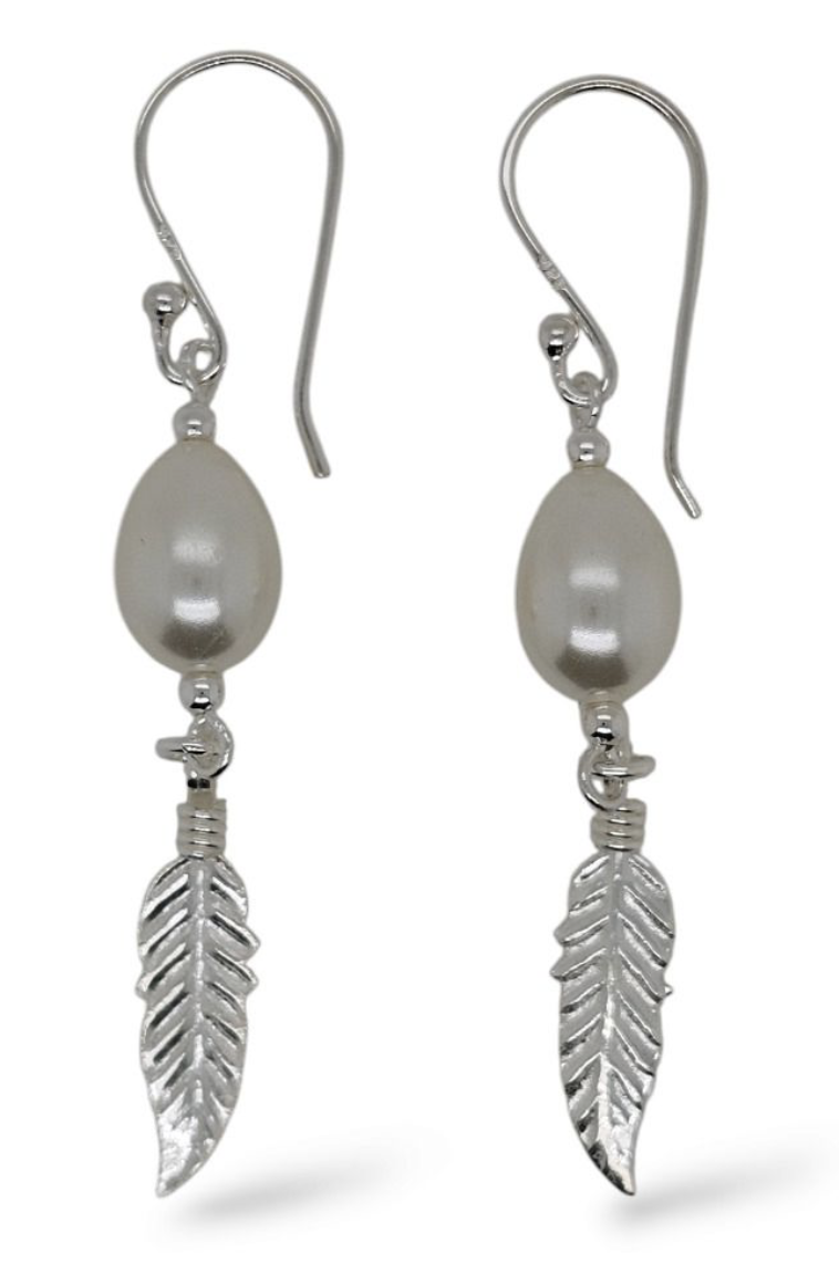 MCJ Pear & Feather Earrings
