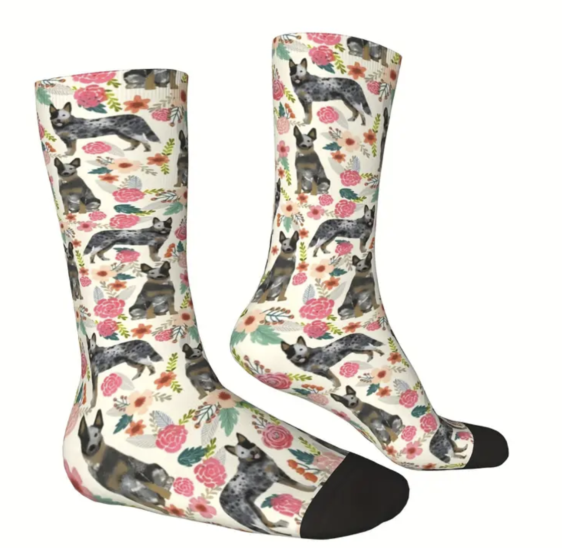 Fun Country Socks - Blue Dog Flowers