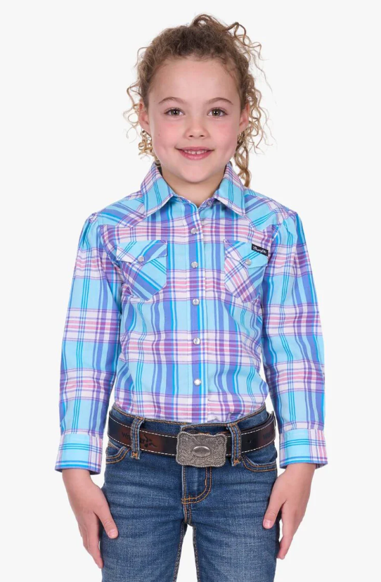 Wrangler - Girls Emily Check Long Sleeve Shirt