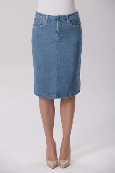 Corfu - Stretch Denim Lagoon Wash Skirt