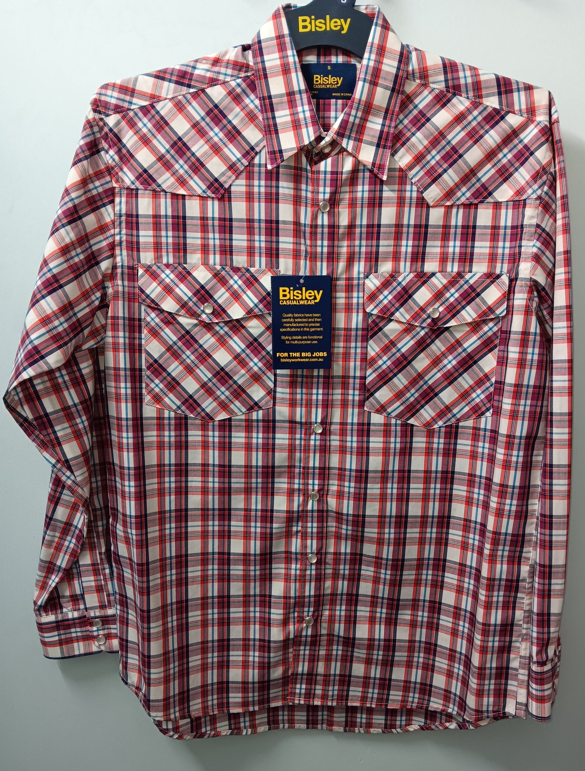 Bisley Western Shirt Snap Button - Tomato