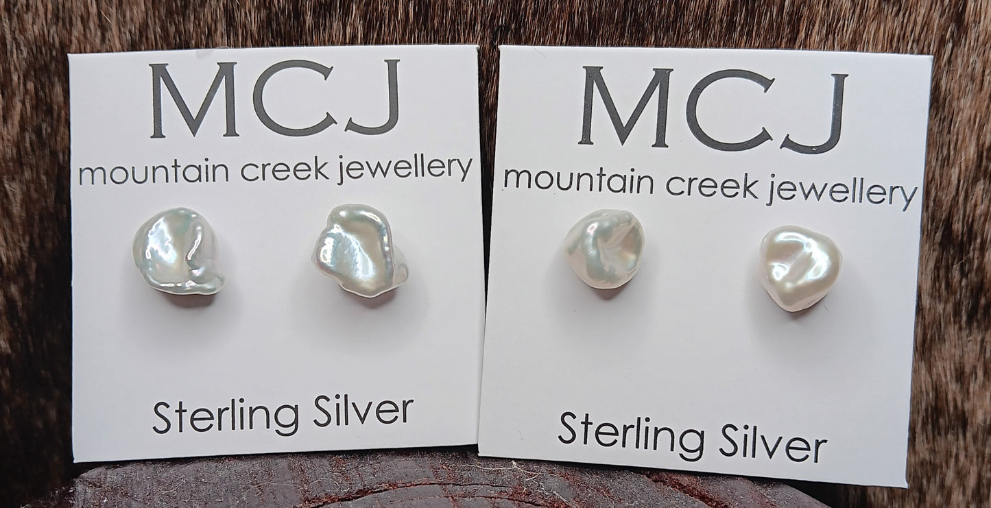 MCJ Fresh Water Baroque Pearl Stud Earrings