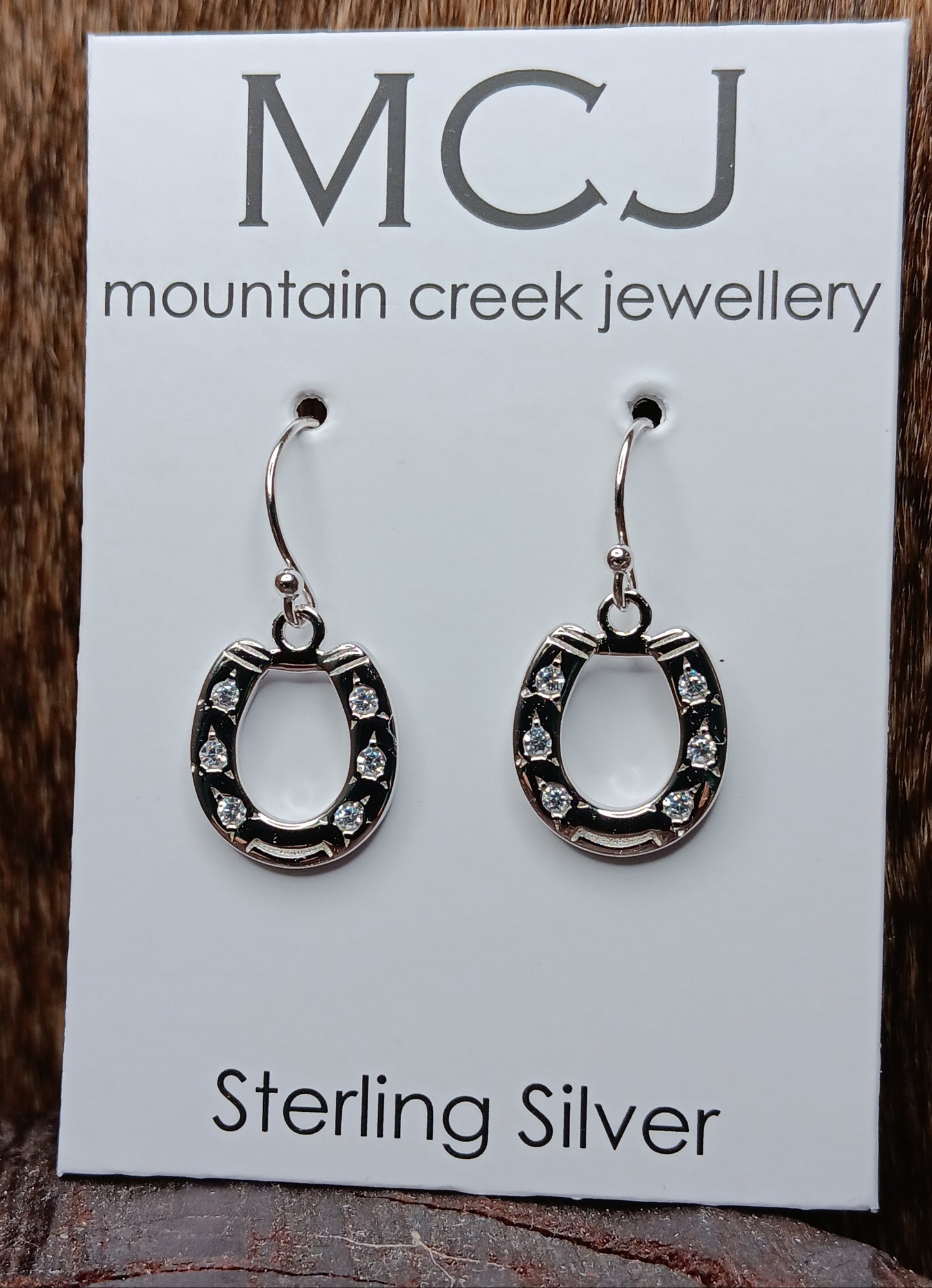 MCJ Sterling Silver & Cubic Zirconia Drop Horseshoe Earrings