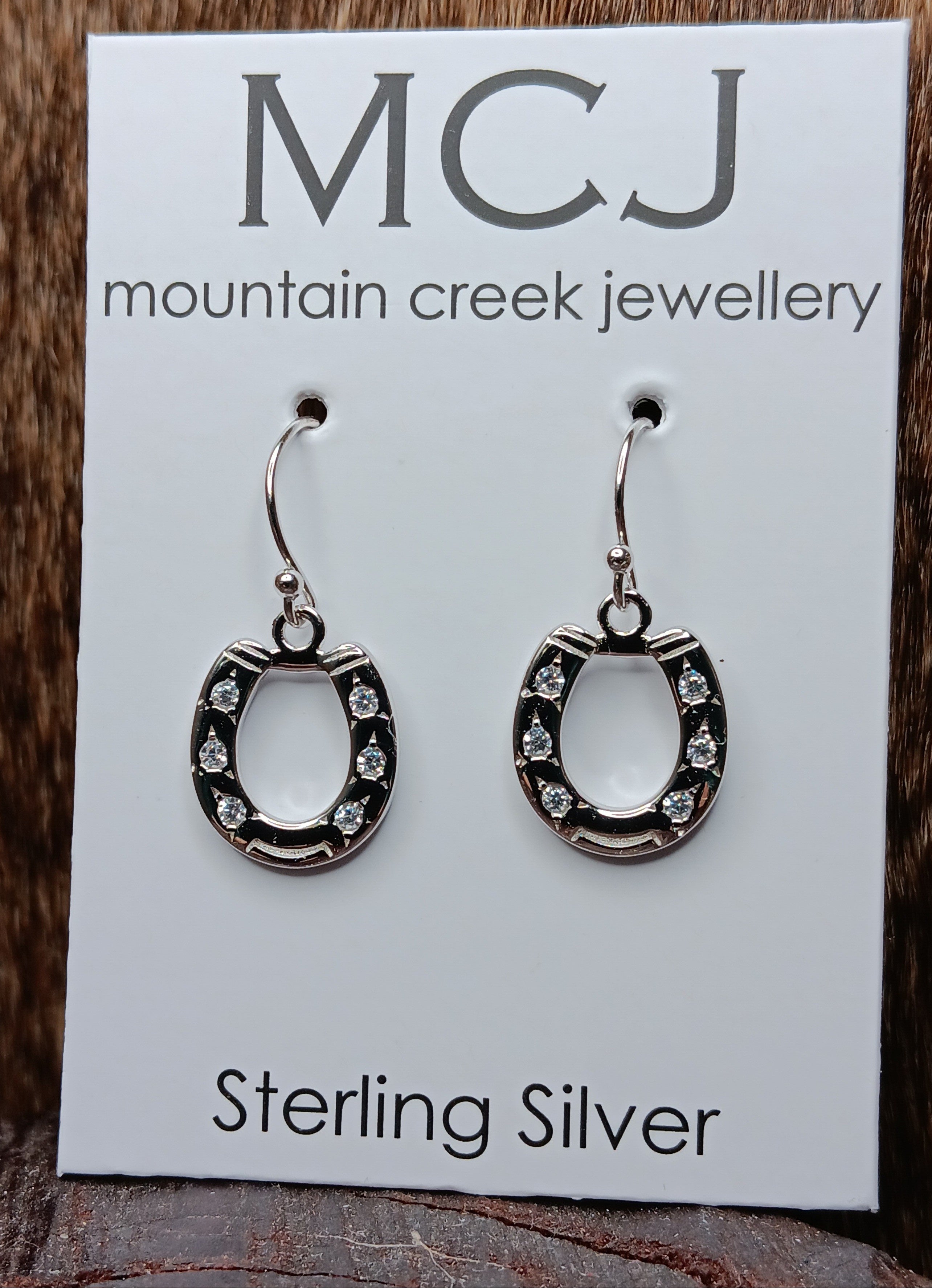 MCJ Sterling Silver & Cubic Zirconia Drop Horseshoe Earrings