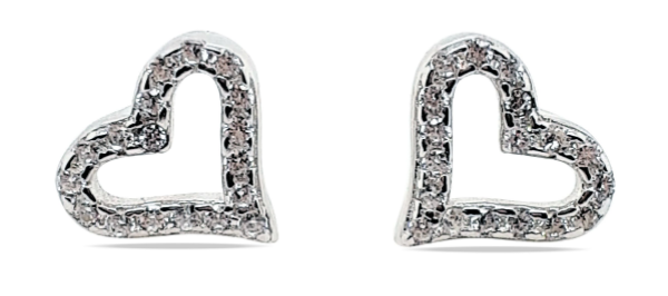 MCJ Cubic Zirconia Heart Studs