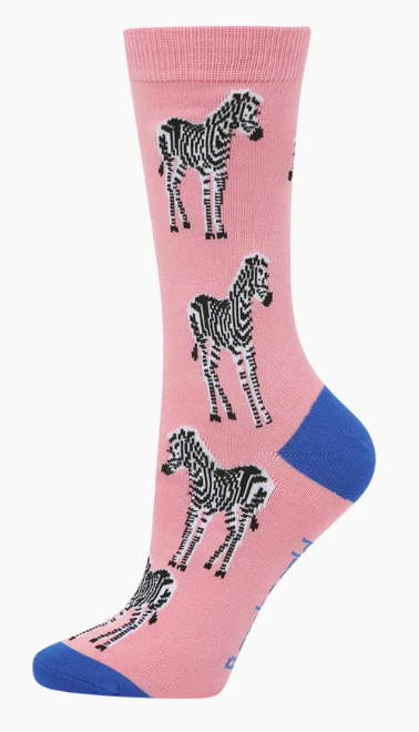 Zebra Bamboo Socks - Size W2-8