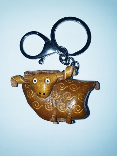 Key Chain - Leather Ring Sheep