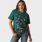 Womens Ariat Western Checkers Tee - Dark Teal Heather