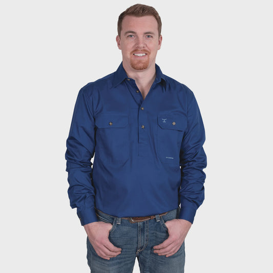Just Country - Mens Cameron Workshirt Cobalt
