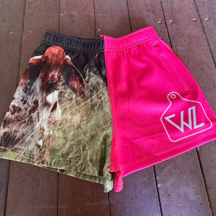 WL - Kids Pink/Calf Footy Shorts