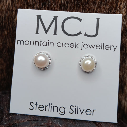 MCJ Sterling Silver & Fresh Water Pearl Earrings