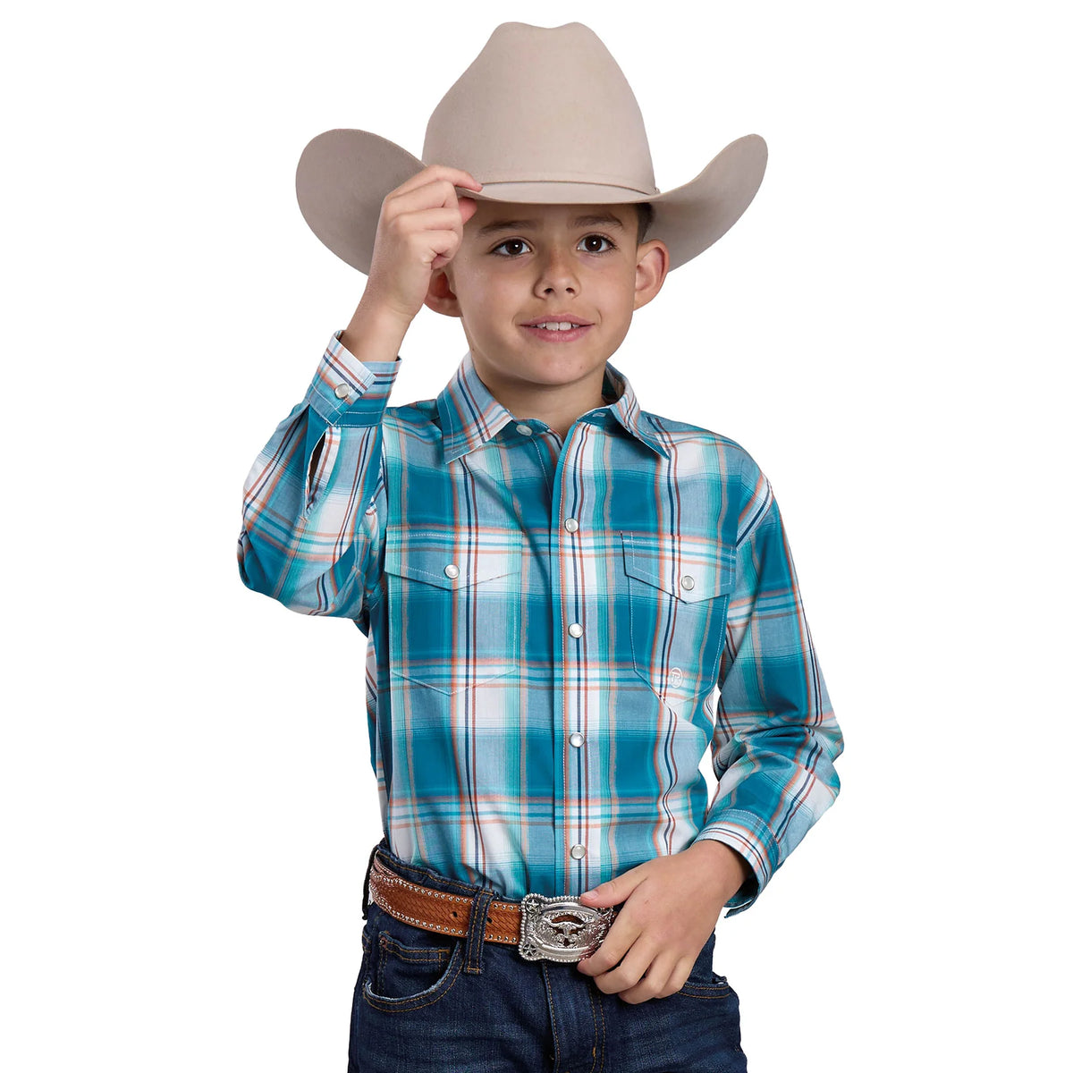 Roper - Boys Amarillo Plaid Blue
