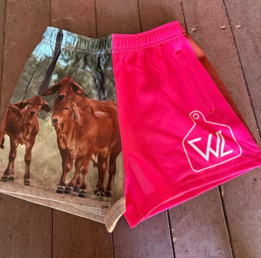 WL - Kids Pink/Cow Footy Shorts