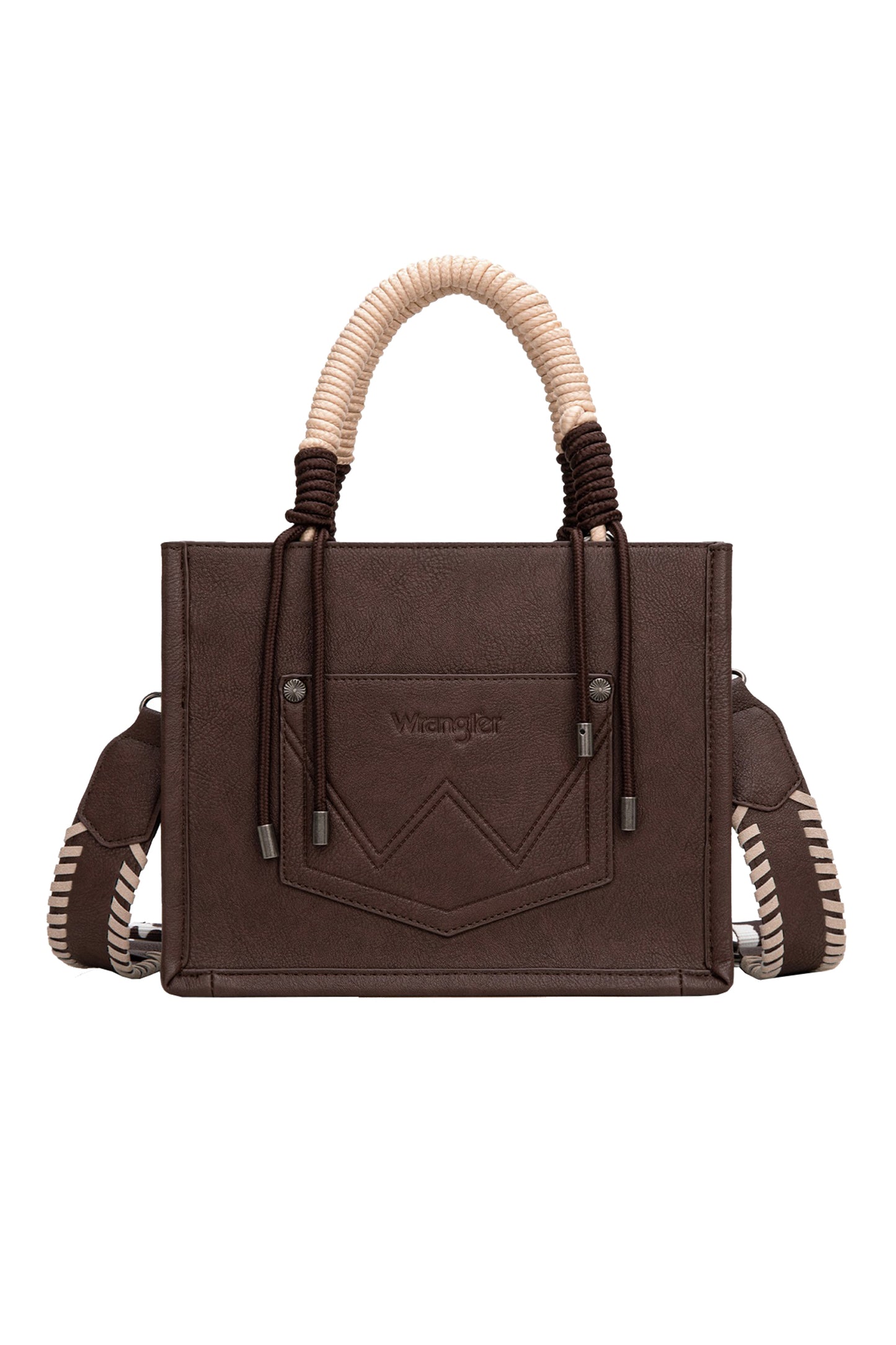 Wrangler - Cow Print Tassel Crossbody Bag Chocolate