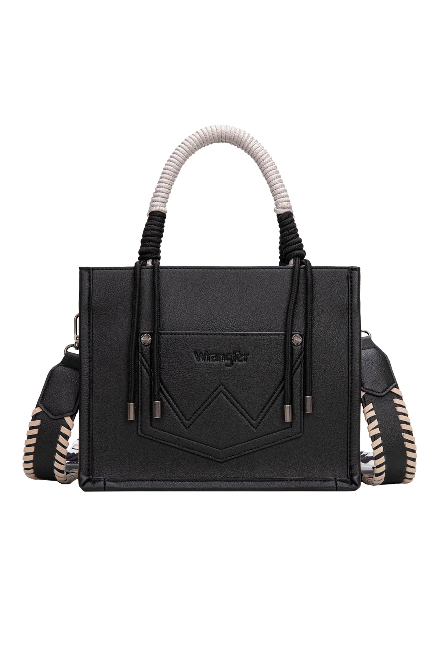 Wrangler - Cow Print Tassel Crossbody Bag Black