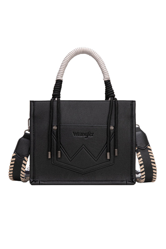 Wrangler - Cow Print Tassel Crossbody Bag Black