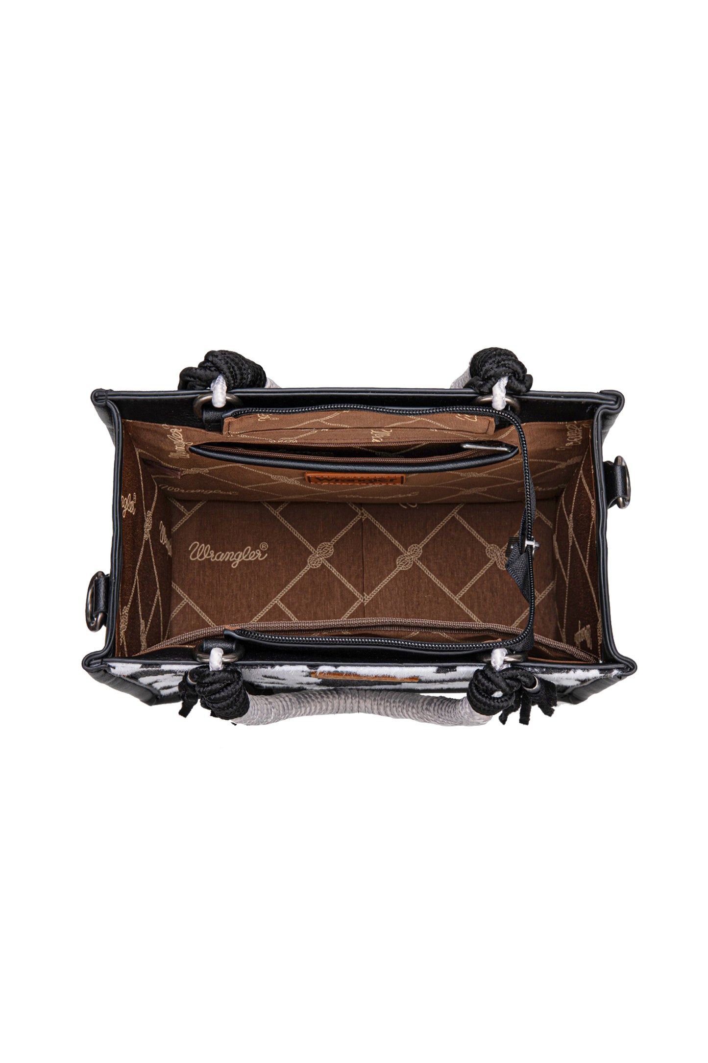 Wrangler - Cow Print Tassel Crossbody Bag Black