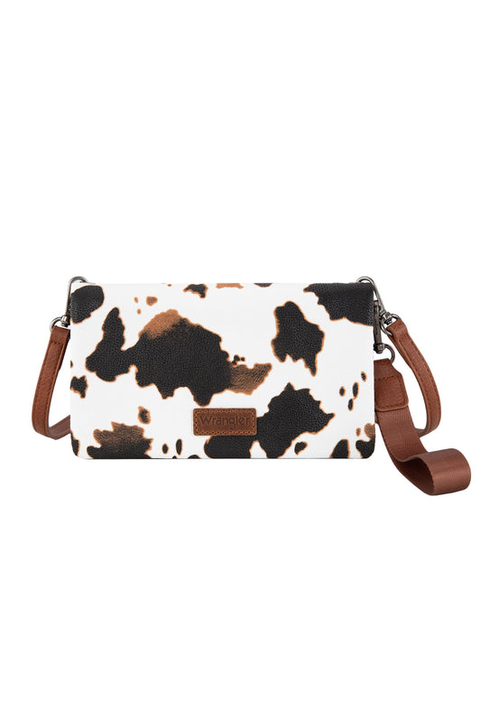 Wrangler - Cow Print Wallet Crossbody Bag Tan