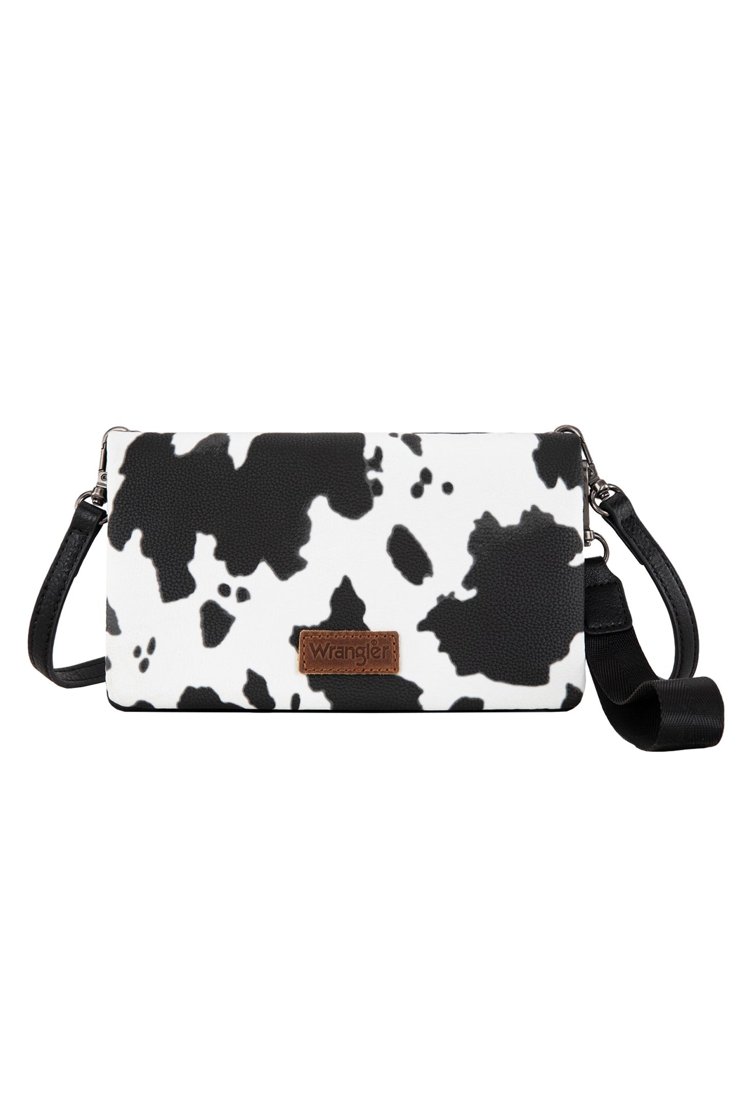 Wrangler - Cow Print Wallet Crossbody Bag Black