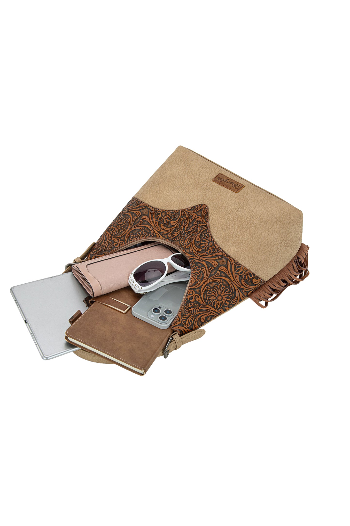 Wrangler - Tooled Fringe Shoulder Bag Camel