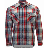 Bisley Mens Western Shirt - Large Check Red