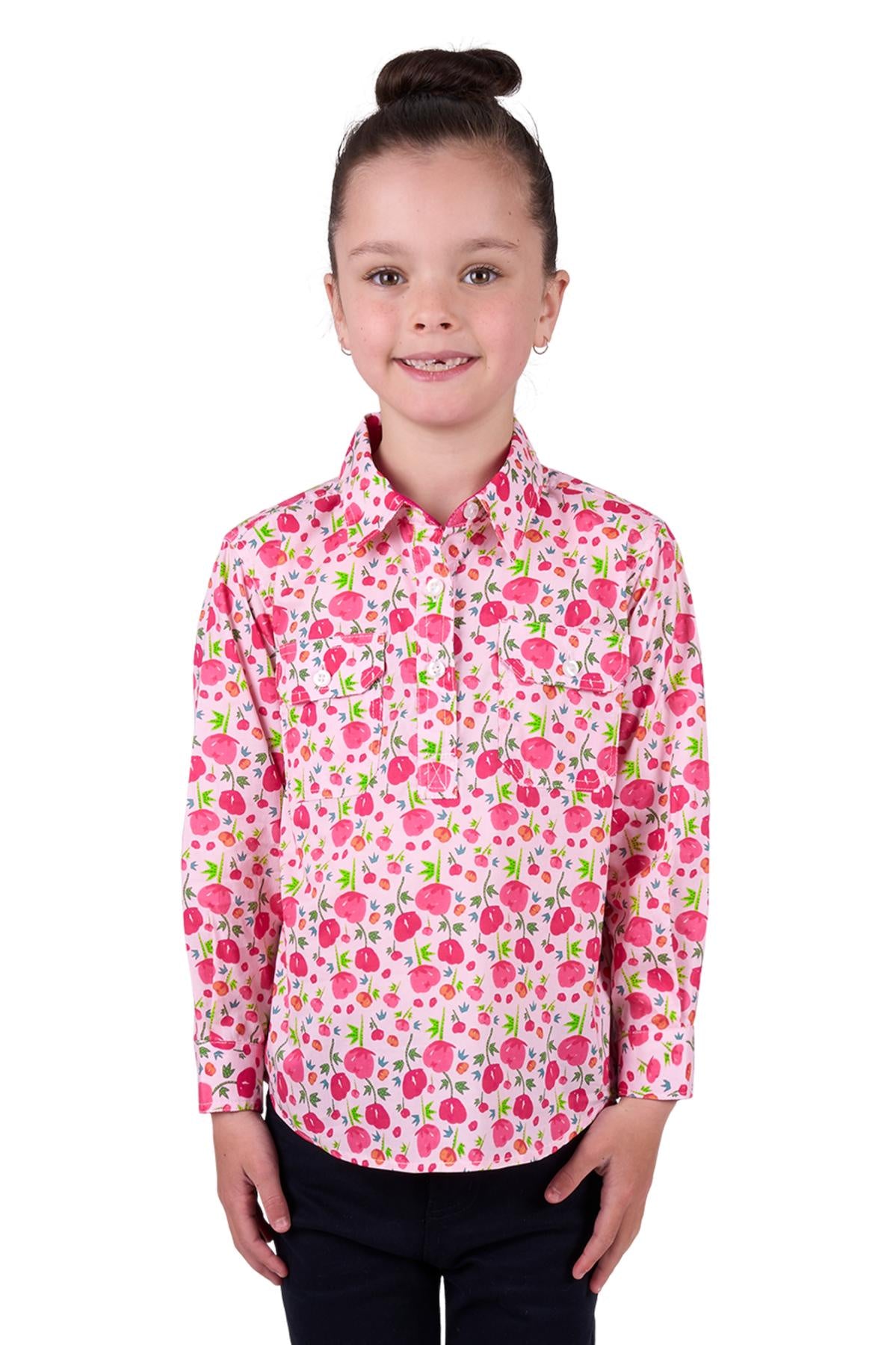 Hard Slog Girls Sisu Half Placket Long Sleeve Shirt