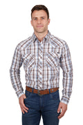 Pure Western Men's Evan Long Sleeve Shirt - White/Tan