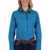 Pure Western Women's Tomeka Long Sleeve Shirt - Blue