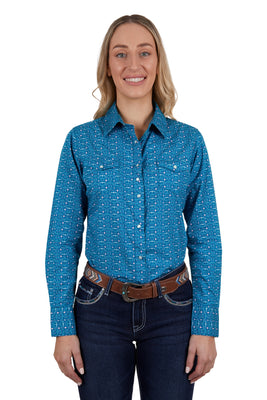 Pure Western Women's Tomeka Long Sleeve Shirt - Blue