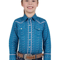 Pure Western Girls Tomeka Long Sleeve Shirt - Blue