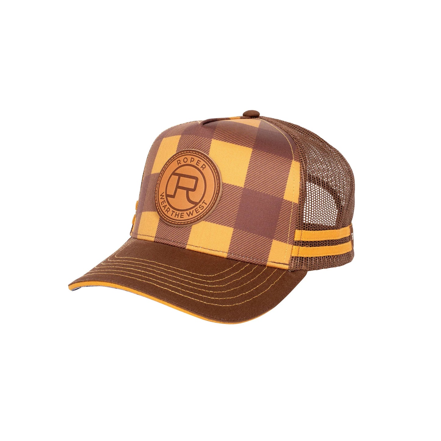 Roper - Trucker Cap Plaid Mustard/Brown