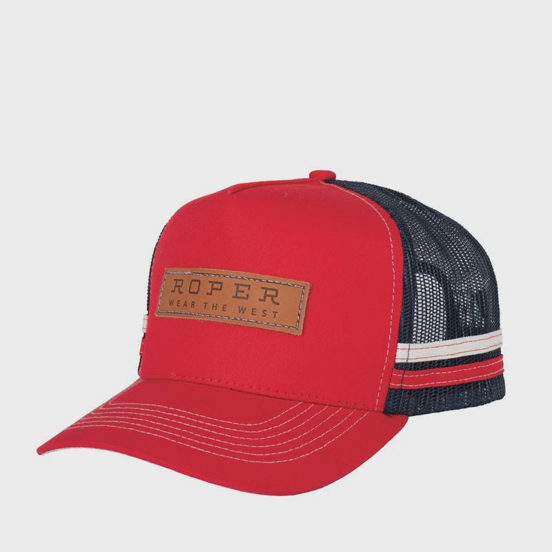 Roper - Trucker Cap Leather Patch Red/Navy