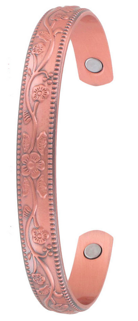 Copper Bracelet -  Raised Floral Design