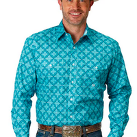 Roper Men's Amarillo Collection Long Sleeve Shirt - Blue
