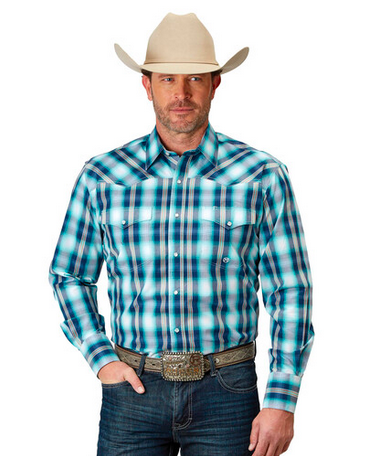Roper Shirt Amarillo Collection Plaid Blue