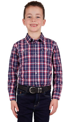 Thomas Cook Boys Colby Long Sleeve Shirt - Navy/Red