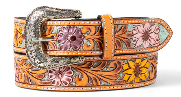 Ariat Girls Sunflower Daisy Hand Tooled Belt - 1 1/4 inch