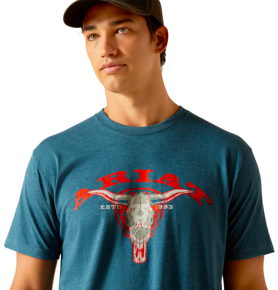 Ariat Tee Abilene Skull - Steel Blue