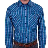 Wrangler Men's Mitchell Long Sleeve Shirt - Blue