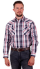 Wrangler Men's Hume Long Sleeve Shirt - Navy/Red