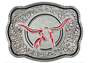 Longhorn Buckle - Red Enamel Lines