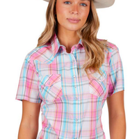 Pure Western Brook Short Sleeve Shirt - Pink