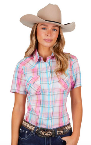 Pure Western Brook Short Sleeve Shirt - Pink