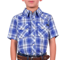 Pure Western Boy's Mark Short Sleeve Shirt - Royal