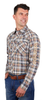 Wrangler Men's Tom Logo Long Sleeve Shirt - Navy/Tan